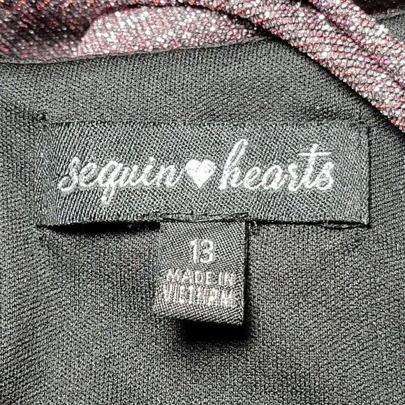 Sequin Hearts Pink Shimmery Fit&Flare Dress Sz 13 - Picture 8 of 14